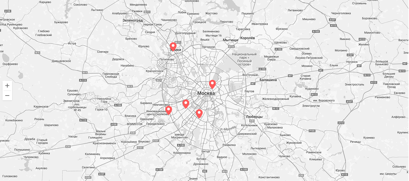 карта всех салонов по городу